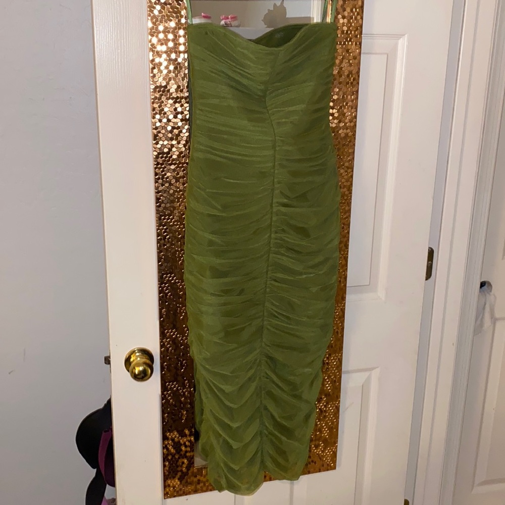 Brand new Akira Olive Green tube scrunchy dress, size M fits like a Small